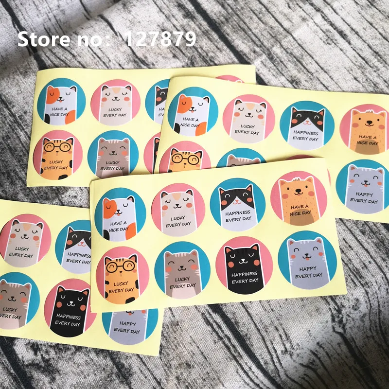 Animal Paper Label Thank You Stationery Sticker DIY Have a Nice Day Cake Packaging Seal Sticker For Handmade Products 3.5cm 80pc