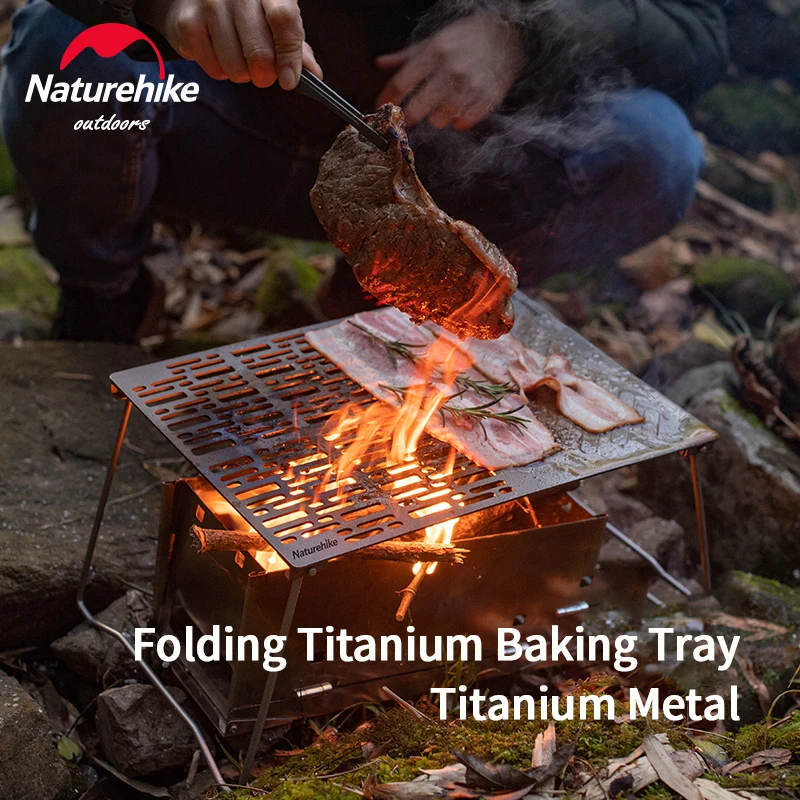 Naturehike Folding BBQ Rack Titanium Baking Tray Picnic Outdoor Travel Hiking Mini Table Barbecue Plate Ultralight Portable