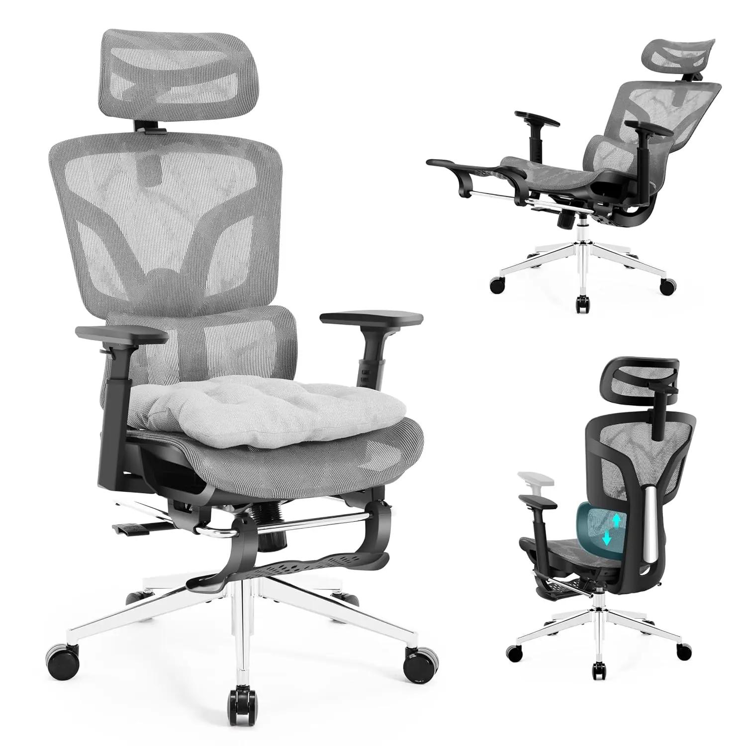 Ergonomic Office Chair With Footrest 4-Level Adjustable Lumbar Support, Customized