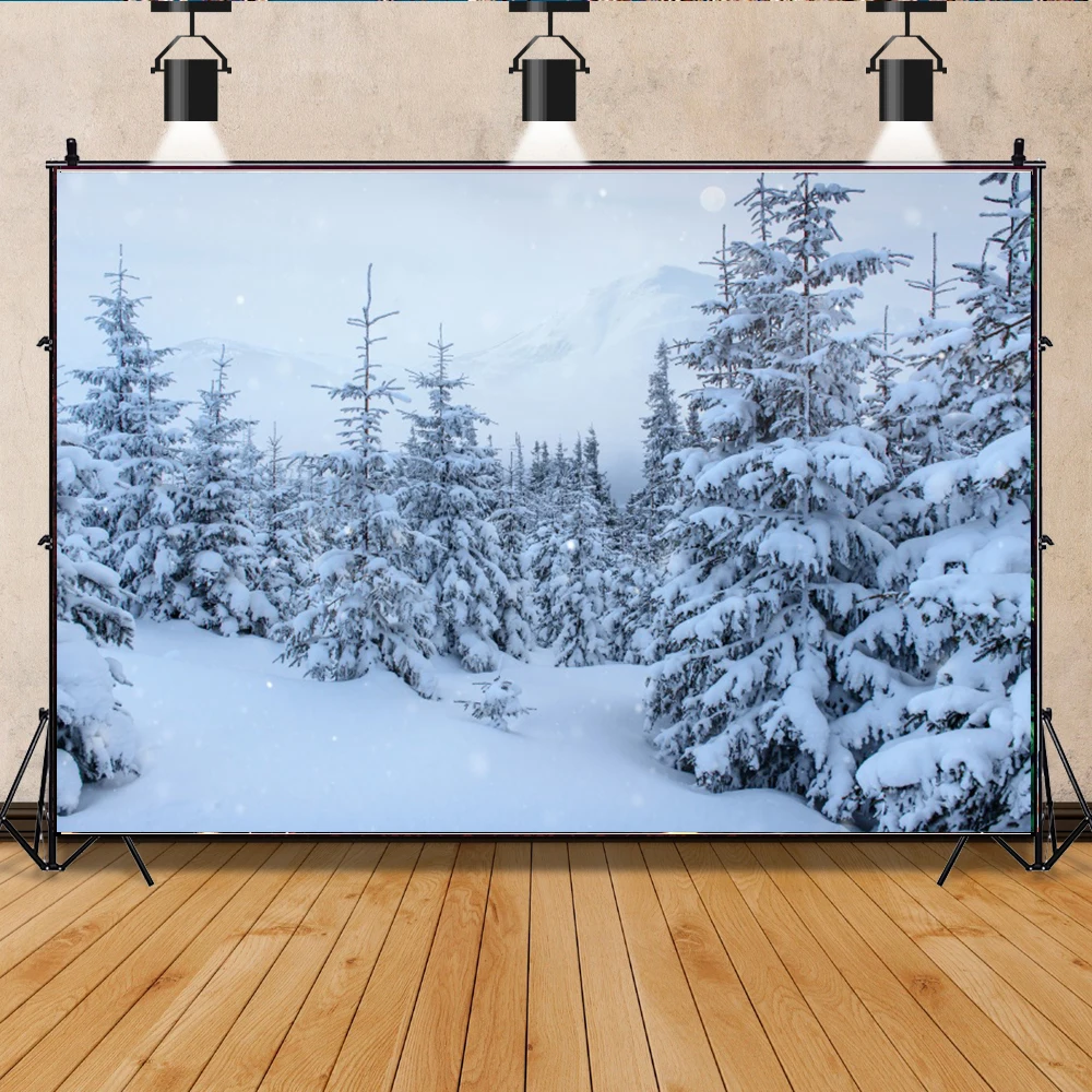 

Laeacco Winter Forest Landscape Backdrop Winter Nature Scenery Photography Background Portrait Photo Studio Photophone Props