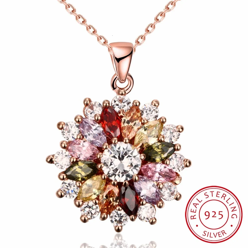 2022 New Luxury Brand Fashion Jewelry Crystal  Mona Lisa Colored Zircon Pendant Round Flower Moon Round Necklace