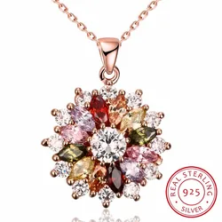 2022 New Luxury Brand Fashion Jewelry Crystal  Mona Lisa Colored Zircon Pendant Round Flower Moon Round Necklace