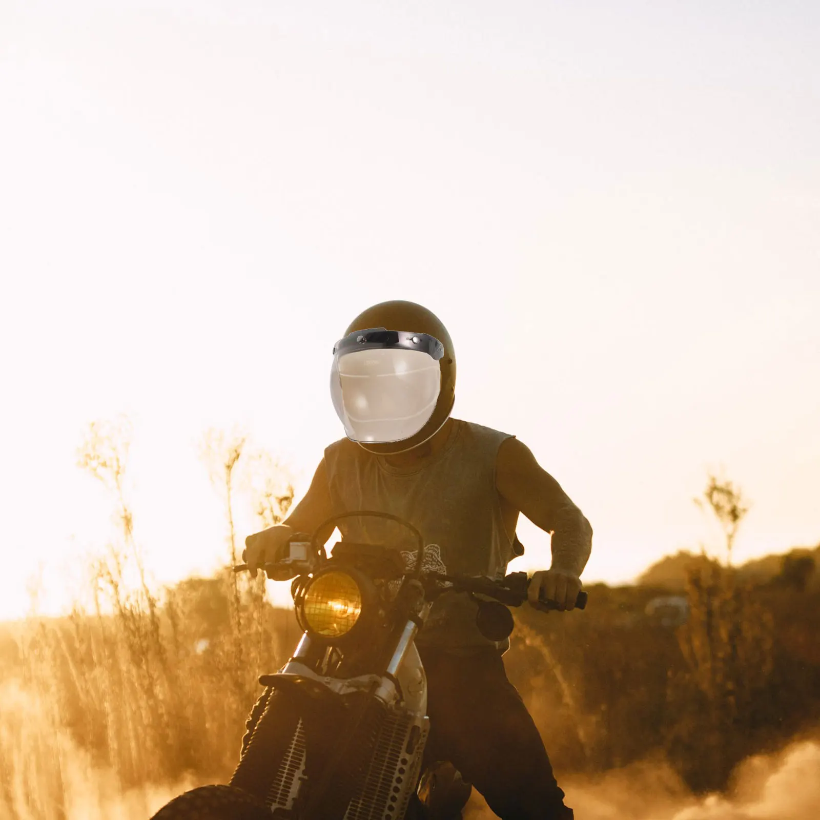 

1PC Motorcycle Visor Shallow Tea PC Material Anti UV Scratch Resistant Replaceable Lens for Shield Off Road Racing