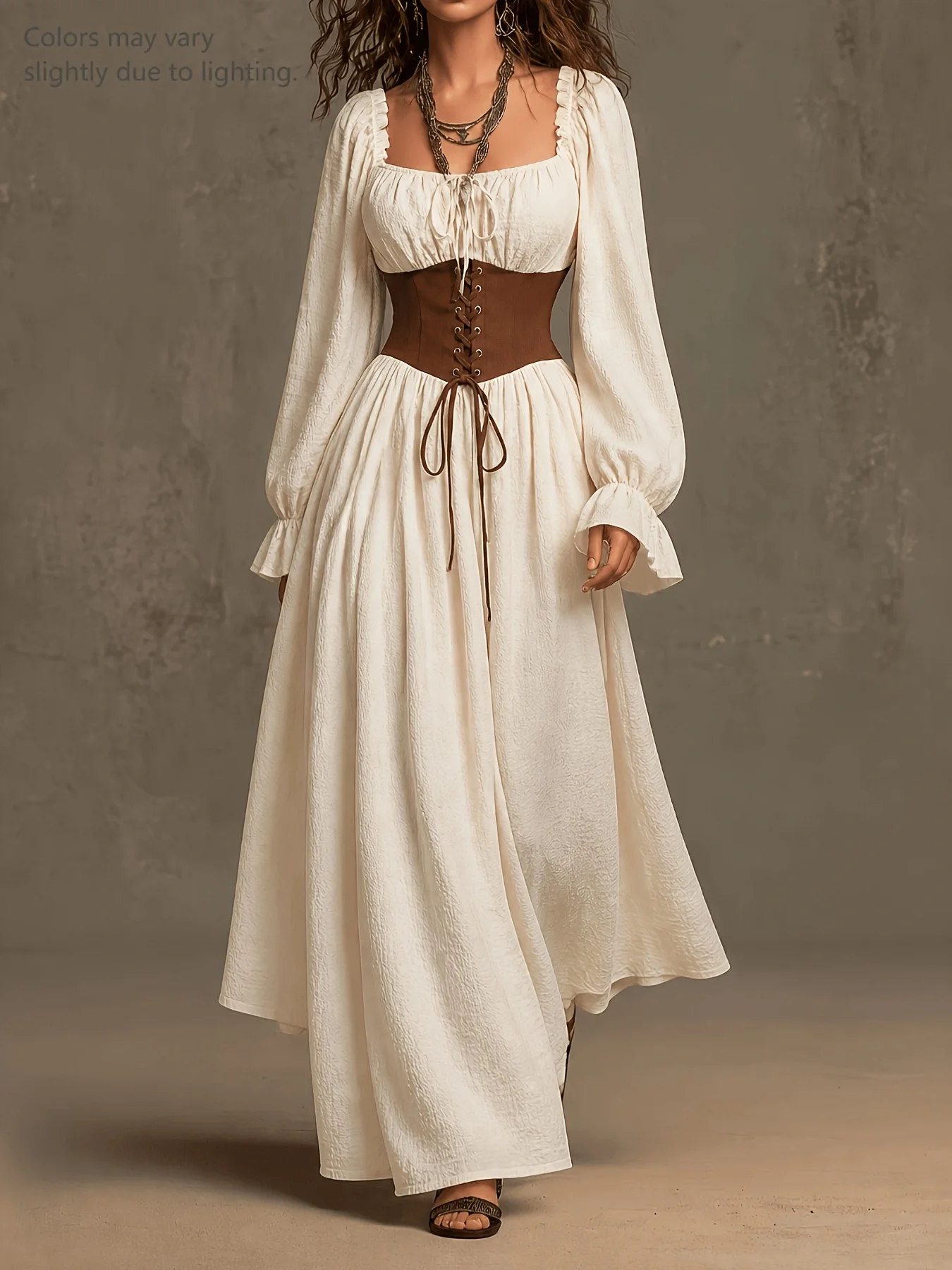 Damen Retro Hofstil Langer Rock Europäische Frühjahr-Sommer-Mode Französisches Design Elegante Kleider für Frauen – Detail 1