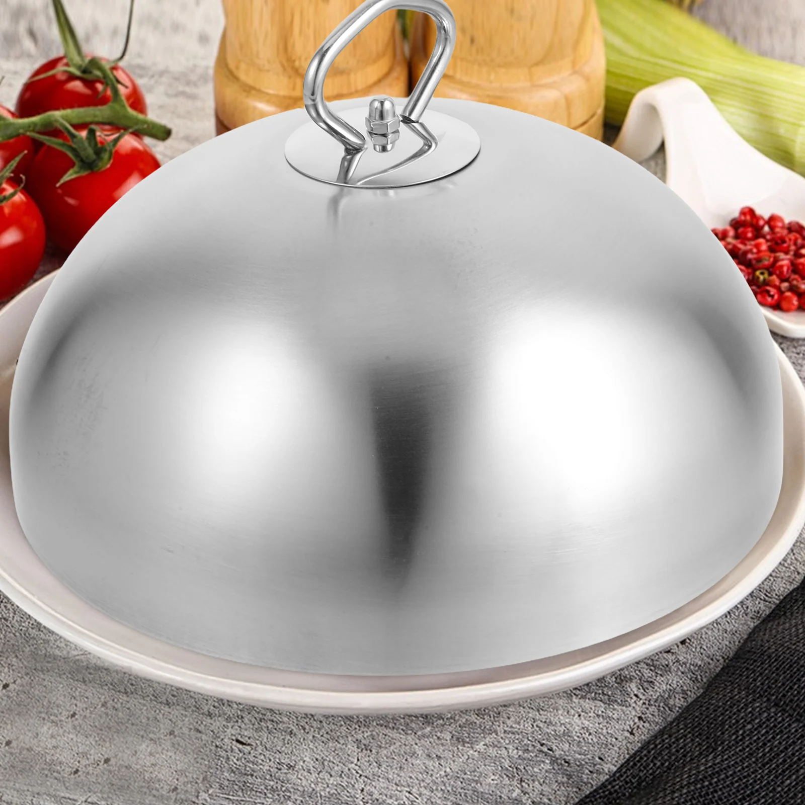 

20Cm Stainless Steel Anti Oil Splashing Cover Round Basting Lid For Griddle Grill Bbq Cheese Melting Steak Dome Kitchen Gadget