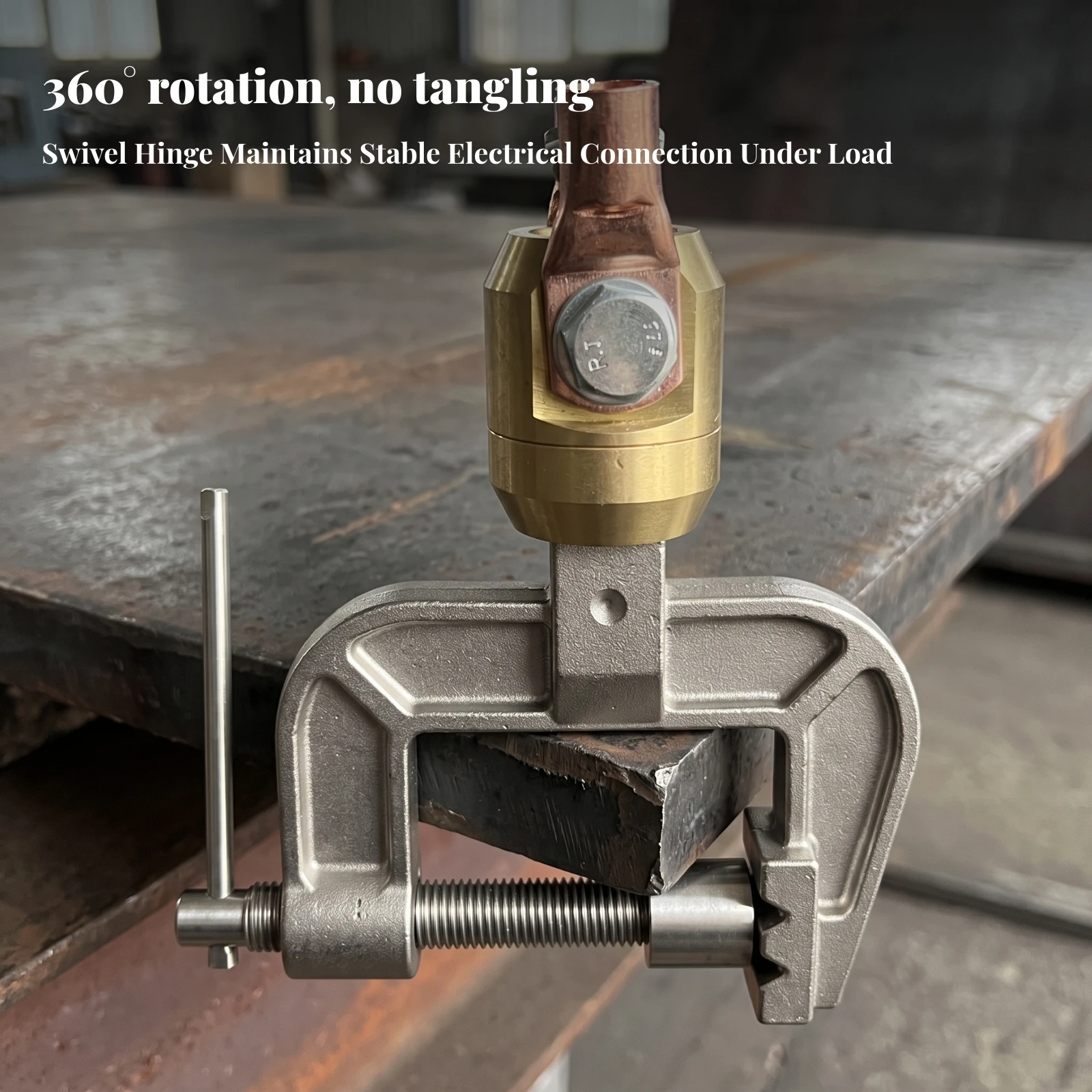 Fabrication Grounding Clamp with Rotating Joint Screw-Tightening Ground Clamp with Rotating Mechanism Heavy-Duty Secure