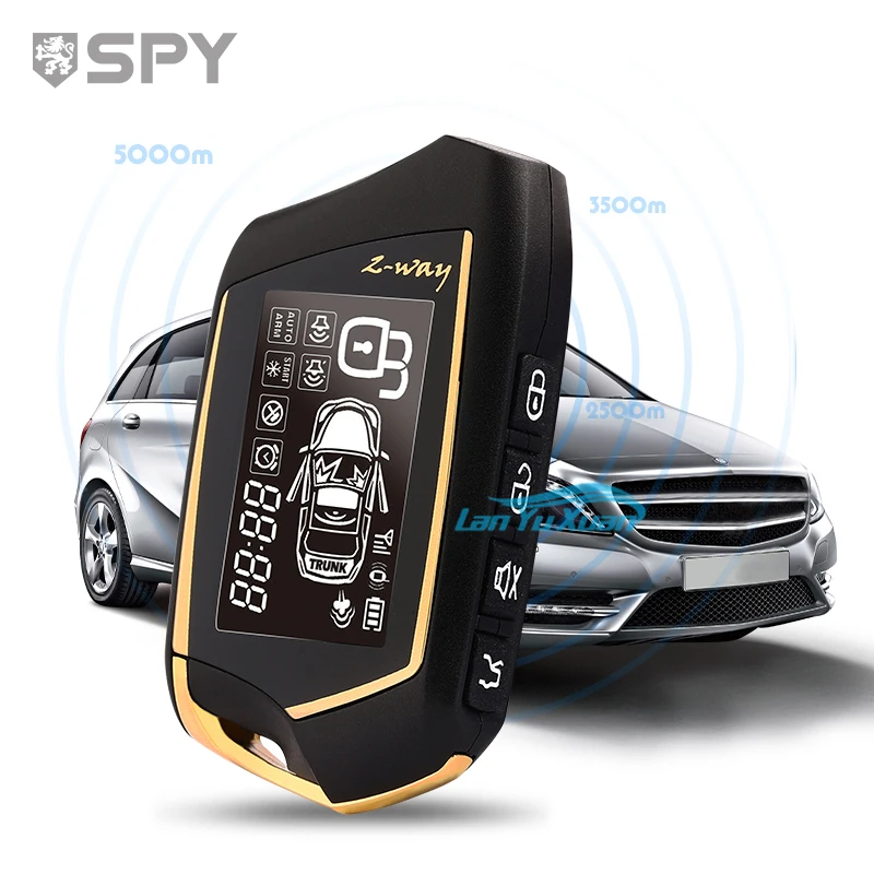 SPY 2-way Car Alarm System Automatic Remote Start Universal Pke Two Way  with Push Engin  Stop