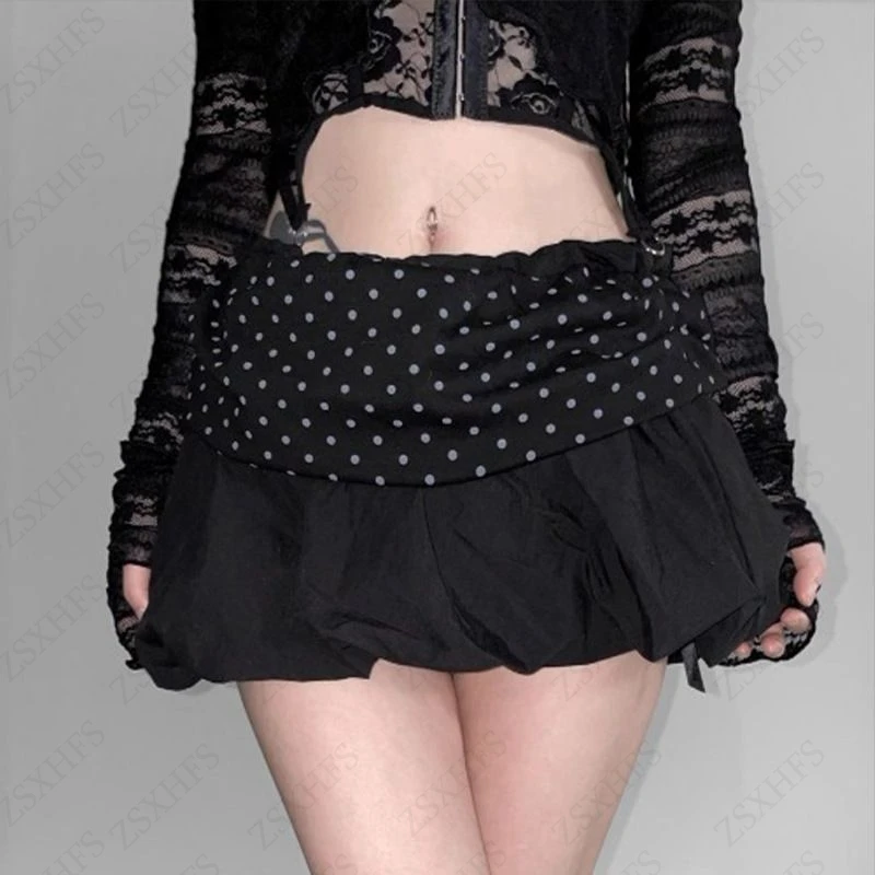 Cuteore Chic Wave point Bubble Short Skirts Women Clothes Kawaii Y2k Mini Skirt Summer Sexy Aesthetic Sweet Lace Harajuku Skirts