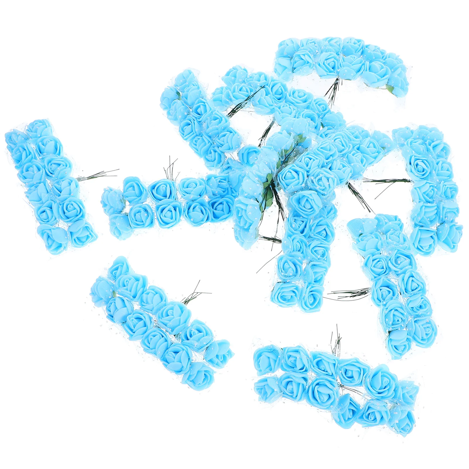 

144 Pcs Plant Mini Roses Flowers Garland for Decoration Head Artificial Blue Small Crafts