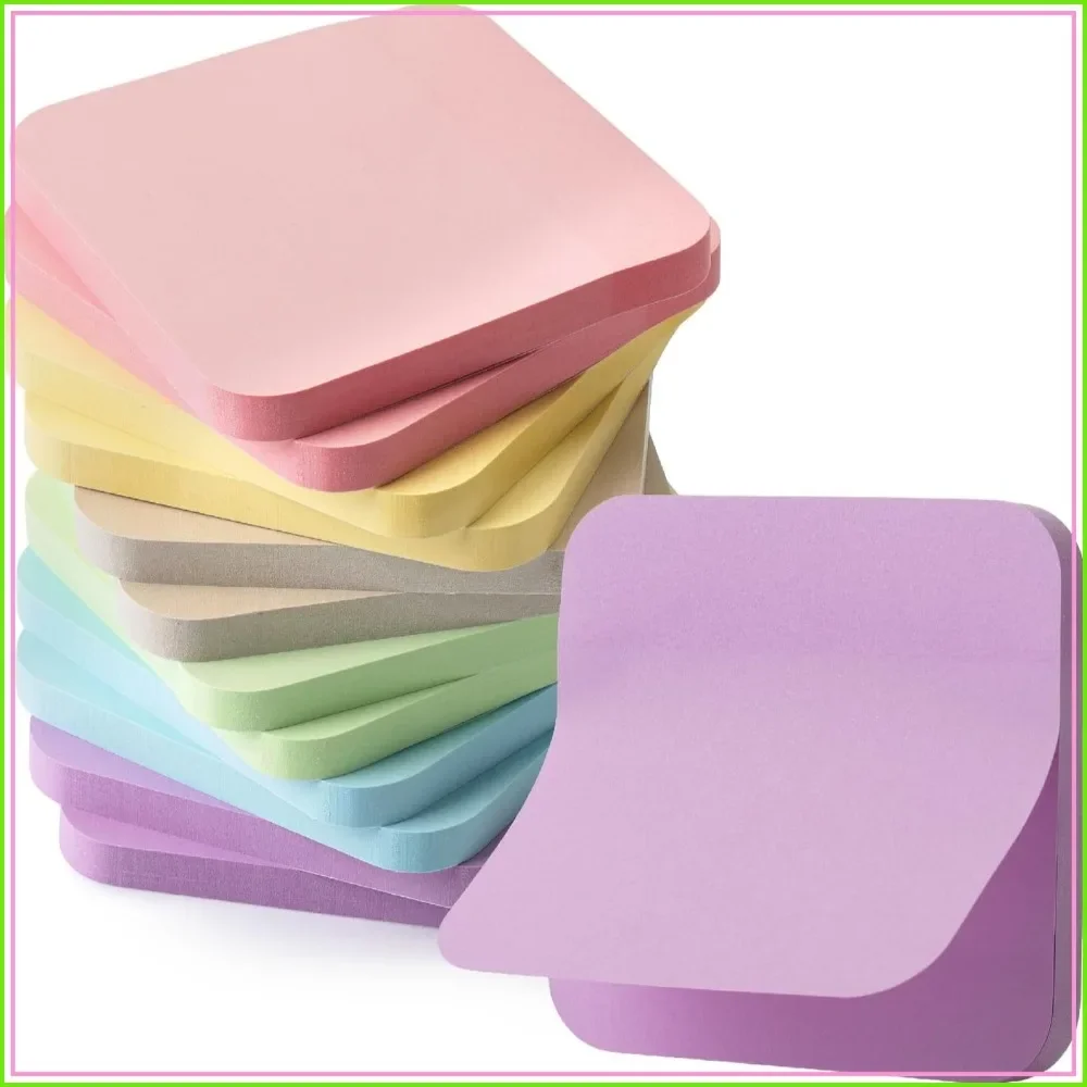Sticky Notes 2.8x2.8 Inches, 12 Pads, 720 Sheets, Pastel Colors, Round Corners, Self-Adhesive, for Office, School, Home