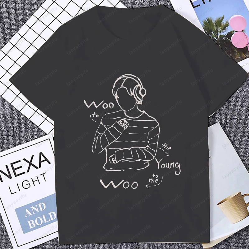 خط أسلوب بسيط الجرافيك المحامي الاستثنائي K-دراما التي شيرت موضة عادية فضفاض Harajuku رجل تي شيرت الهيب هوب الصيف تيز #2