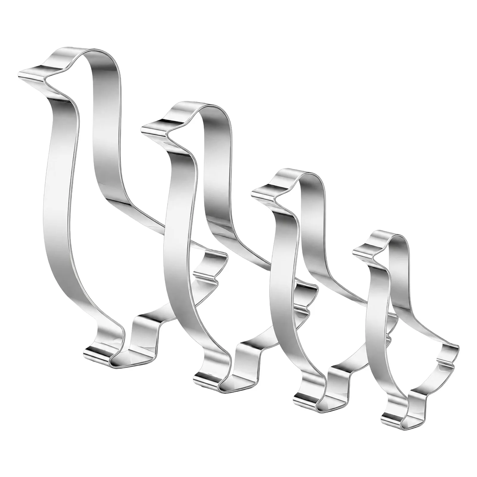 4pcs Goose Cookie Cutters Stainless Steel Goose Mold Press Stamp Holiday Baking Cookie Cutters for Kids Crafts Party Dessert