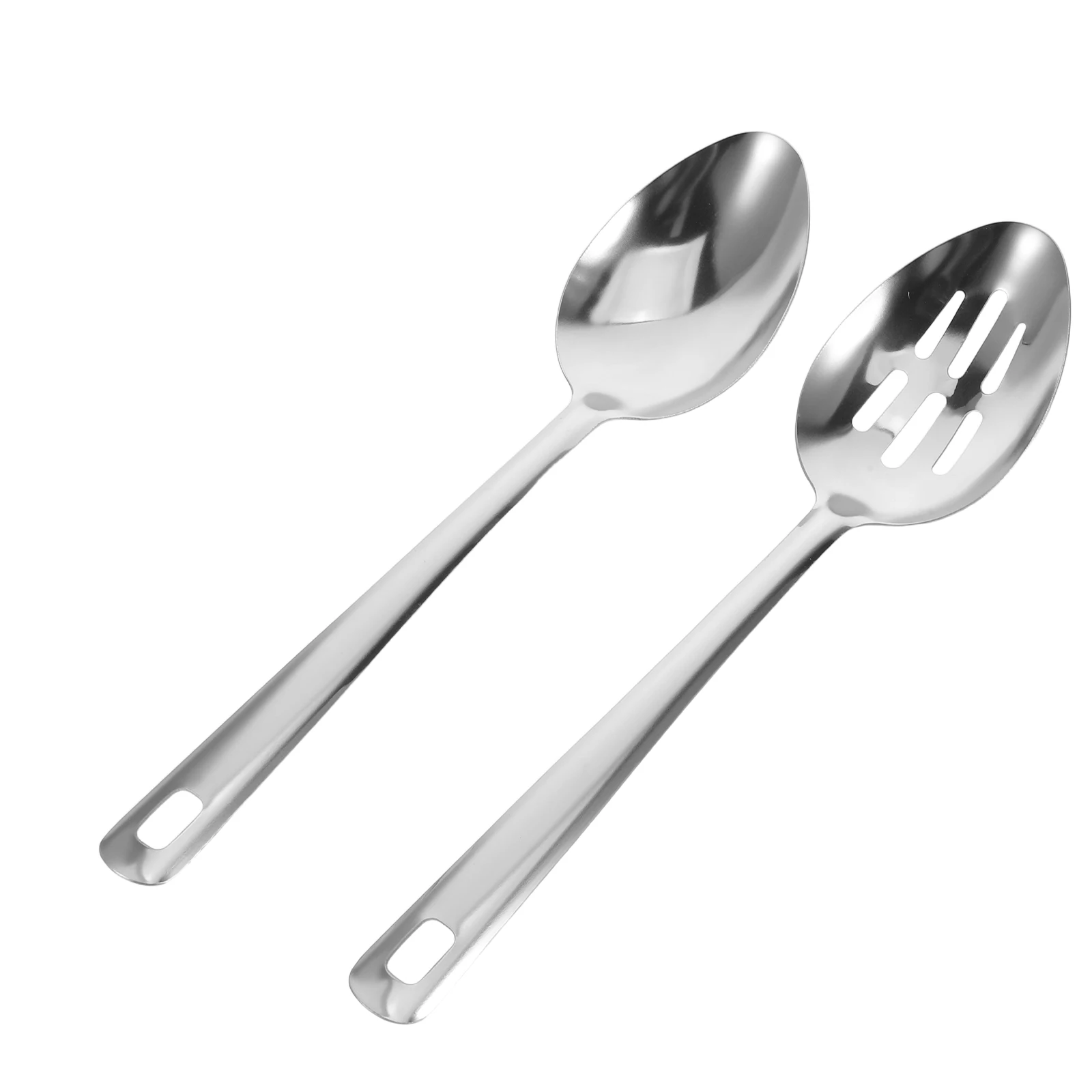 

2pcs Kitchen Utensils Set Stainless Steel Slotted Spoon Soup Ladle For Cooking Straining Serving Noodle Pasta Buffet Hot Pot