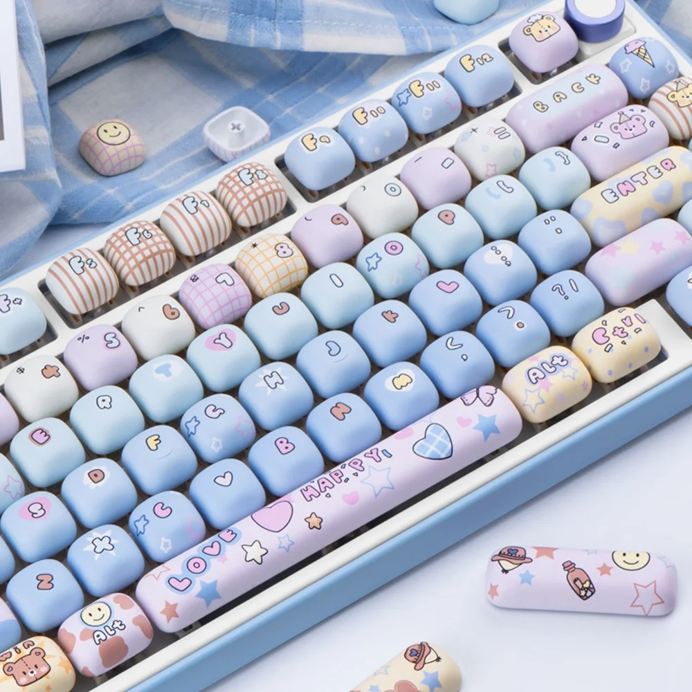 

MOG Cute Round Key Cap Set PBT 137 Key Steamed Bun 7U Space Bar for MX Switch HI75 HI8 68 F99 104 64 Wooting Mechanical Keyboard