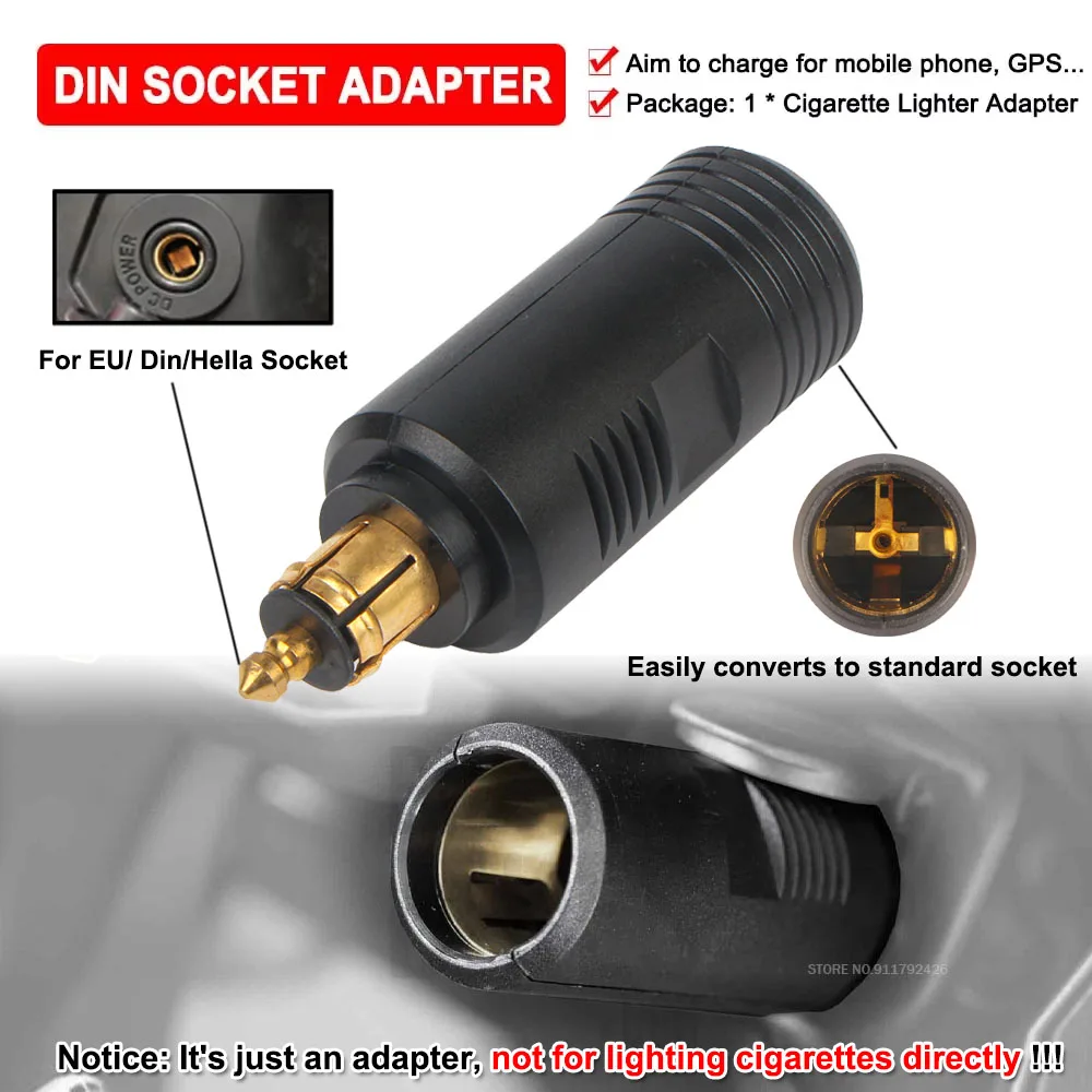 

Motorcycle Cigarette Lighter Adapter For BMW R1200RT F800GS EU Plug Charger DIN Socket Outlet Convert to Car Adapter Accessories