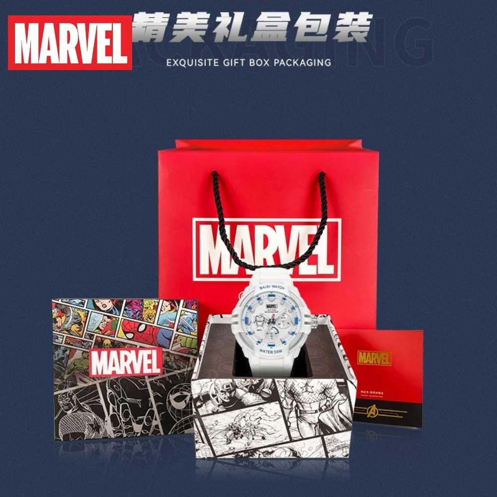 Relógio eletrônico Marvel Iron Man masculino, cronógrafo de seis agulhas, luminoso, relógio esportivo, disney, 50m à prova d'água