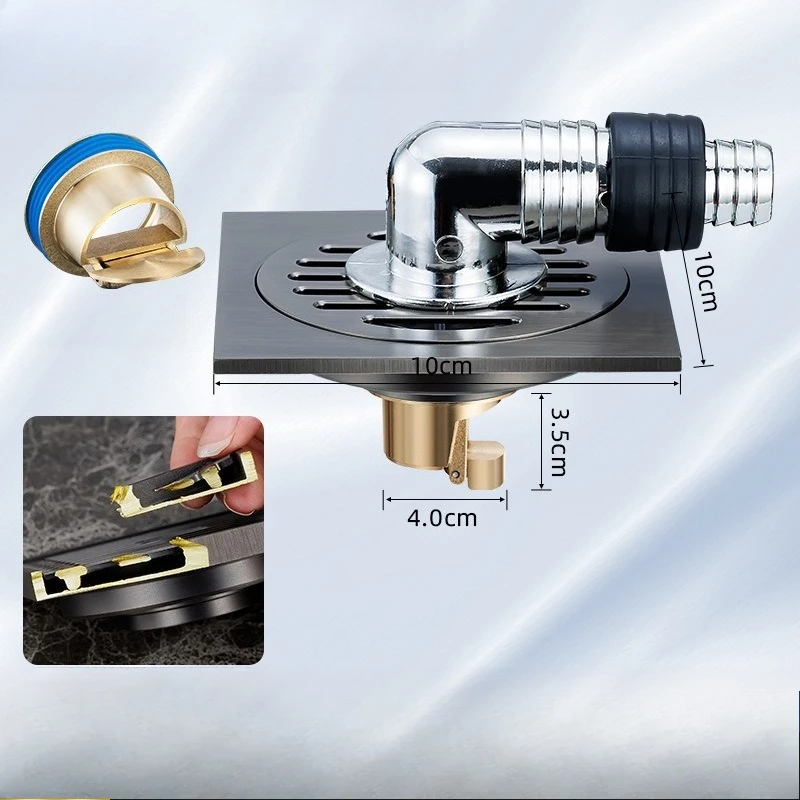 Gun Gray Floor Drain Deodorizer, Bathroom Shower Room, Long Drain, Invisible Bathroom, Washing Machine, Toilet