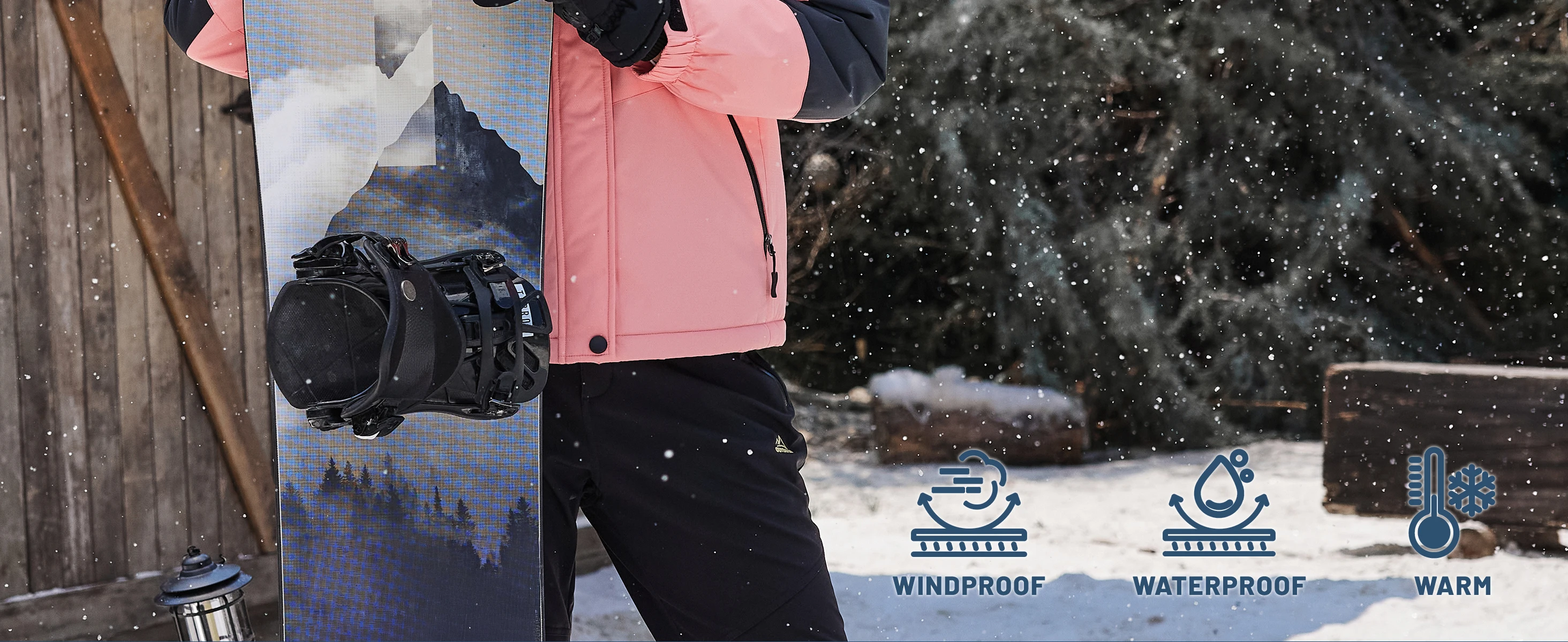 Damen Winter verdickte Jacke wasserdichte Skijacken Schneemantel warme Fleece-Regenjacke mit Kapuze Windjacke Wandern im Freien – Detail 2