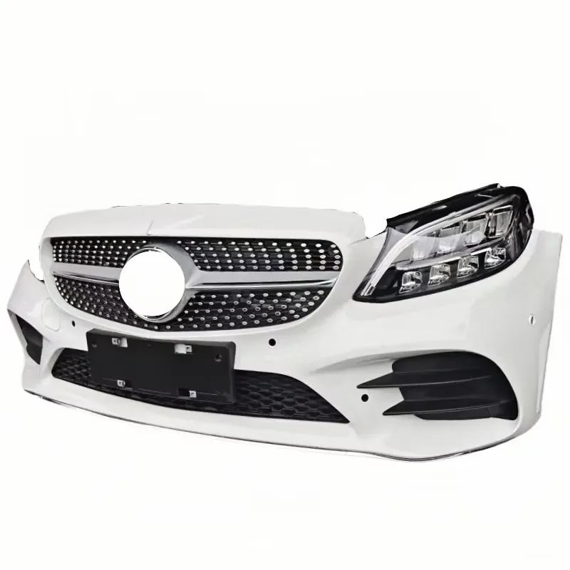

New Front Bumper for C-Class W205 with Heat Dissipation Net Fan and Fog Light Cut-Outs