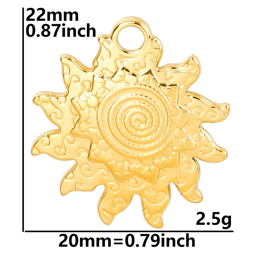 5pcs Gold Sun Charms for DIY Jewellery Making