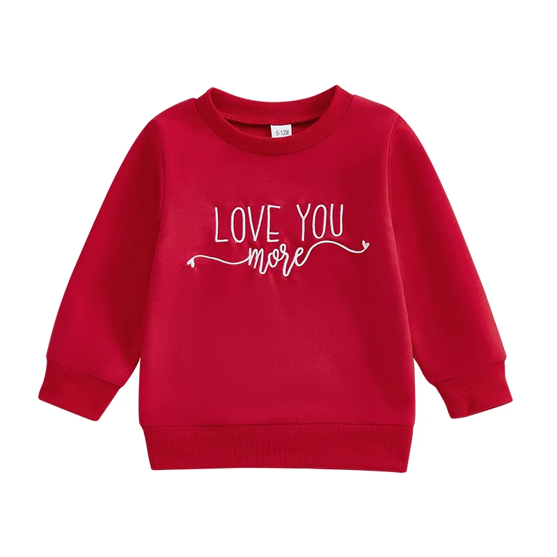 Toddler Valentine s Day Sweatshirt Letter Heart Long Sleeve Round Neck Casual Tops