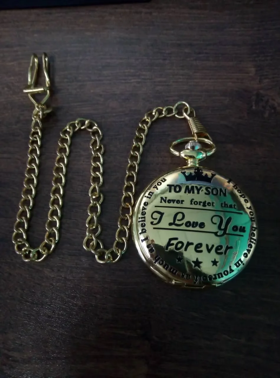 

Bronze Necklace Pocket Gifts For Kids Vintage Pendant Clock To My Son Theme