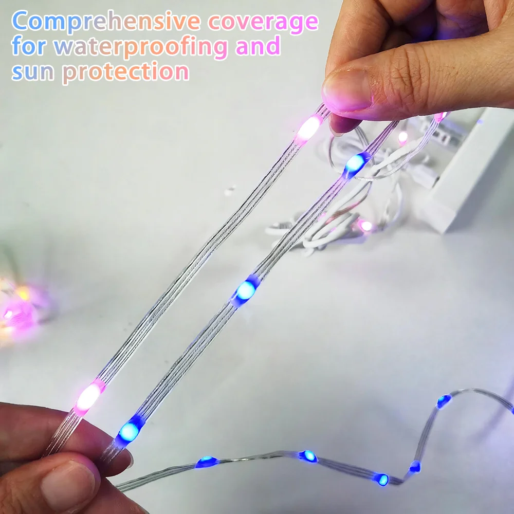 بلوتوث APP التحكم RGBIC الجنية أضواء مقاوم للماء USB الموسيقى حلم اللون ضوء غرفة الحفلات الديكور سلسلة LED الذكية