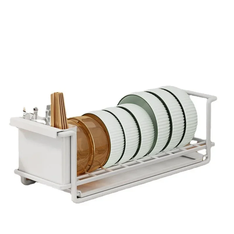 المطبخ سحب التدريجي السلطانية طبق تخزين الرف بالوعة خزانة المنظم المدمج في الأطباق أطباق حامل أدوات المائدة تخزين التقسيم