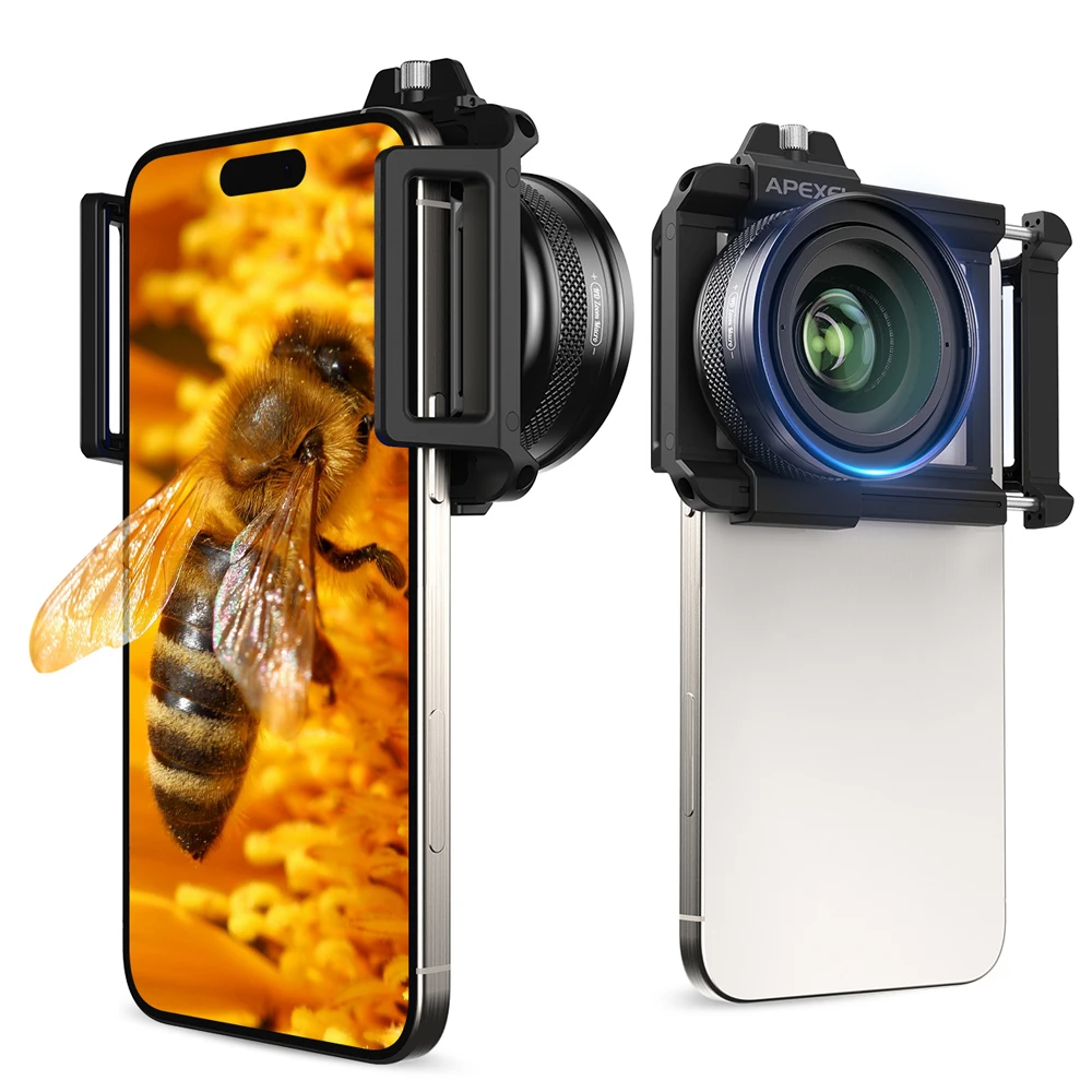 APEXEL Zoom 10-20X HD Lente macro para teléfono móvil, lente de fotografía macro profesional Compatible con todos los teléfonos inteligentes