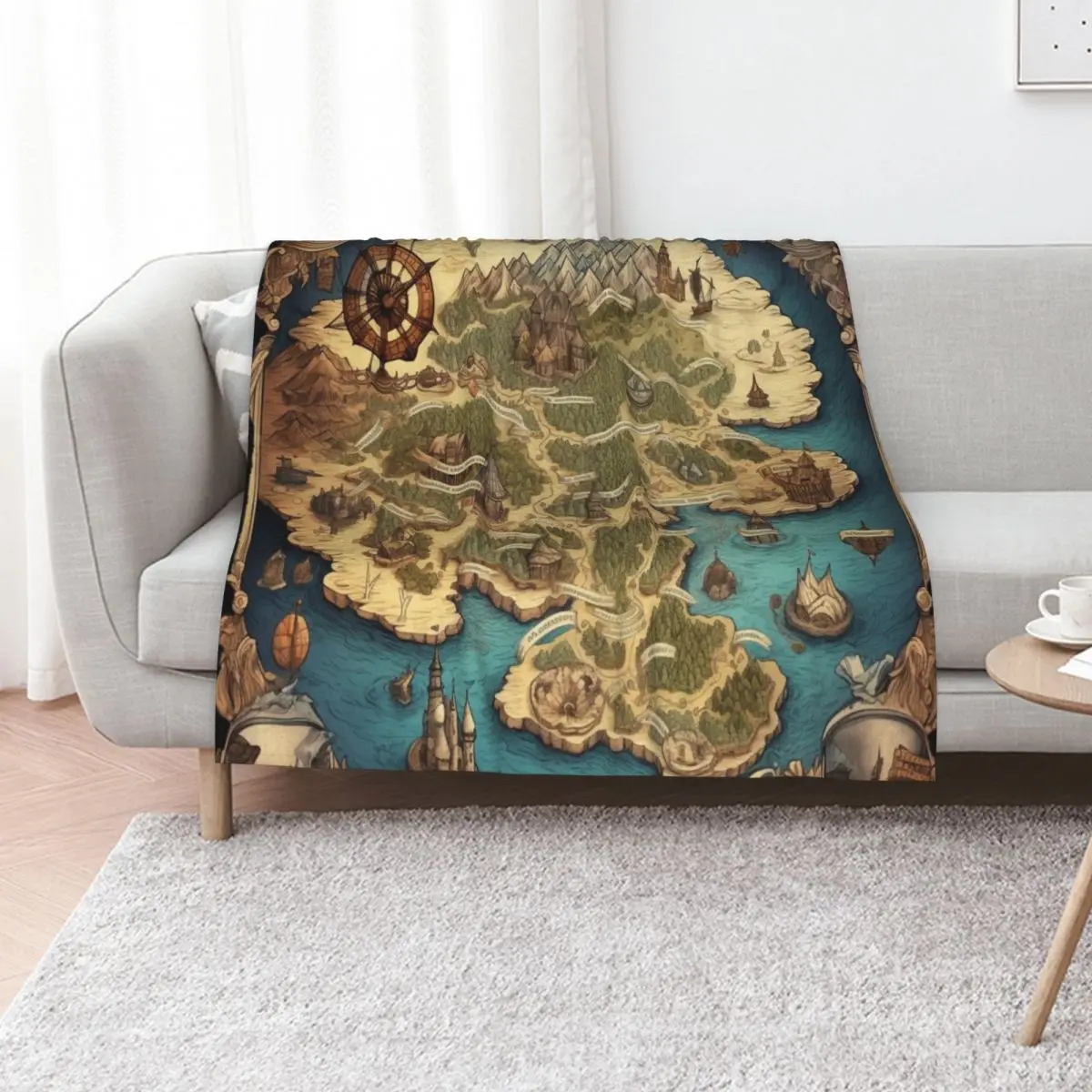 Dnd Fantasy Map Throw Blanket Blankets For Sofas Luxury Throw Single Bed Fashionable Luxury Shaggy Blankets
