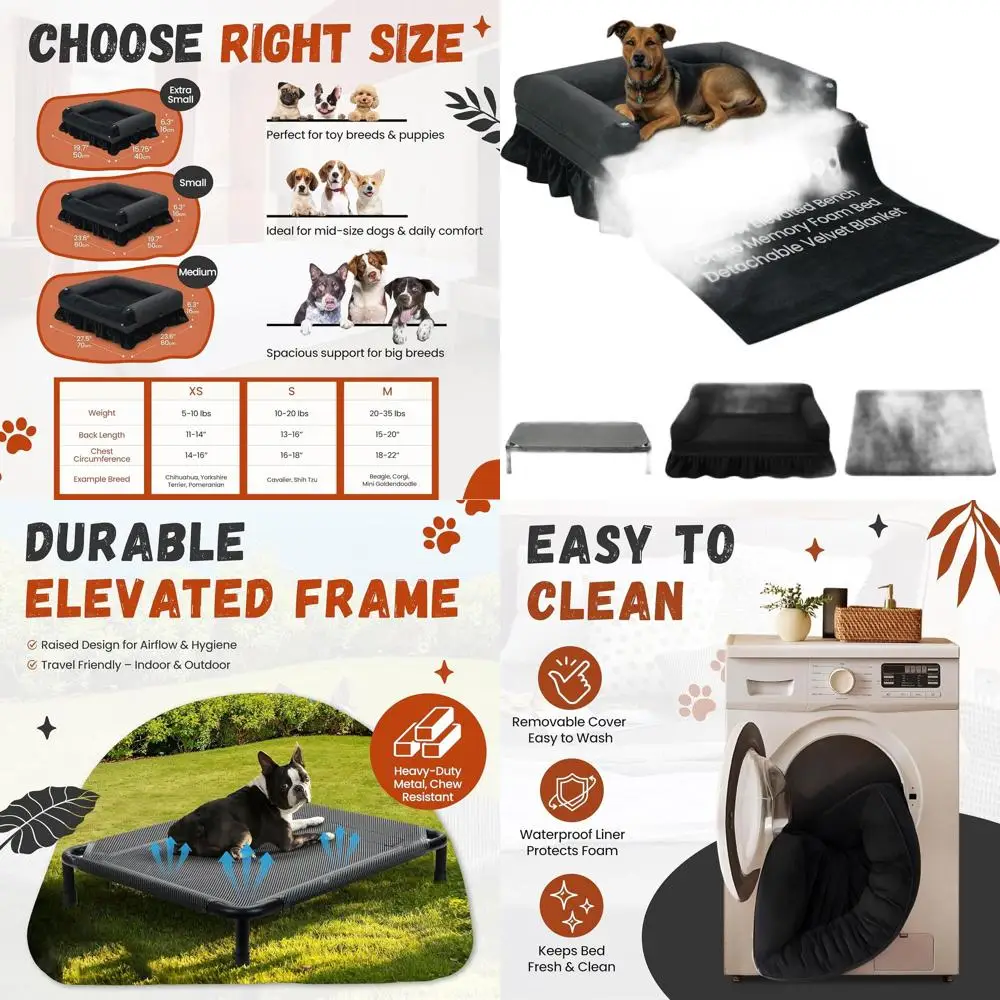 

Компактная ортопедическая лежанка для собак из пены с эффектом памяти со съемным моющимся чехлом – идеально подходит для мелких пород, для использования в помещении и на улице