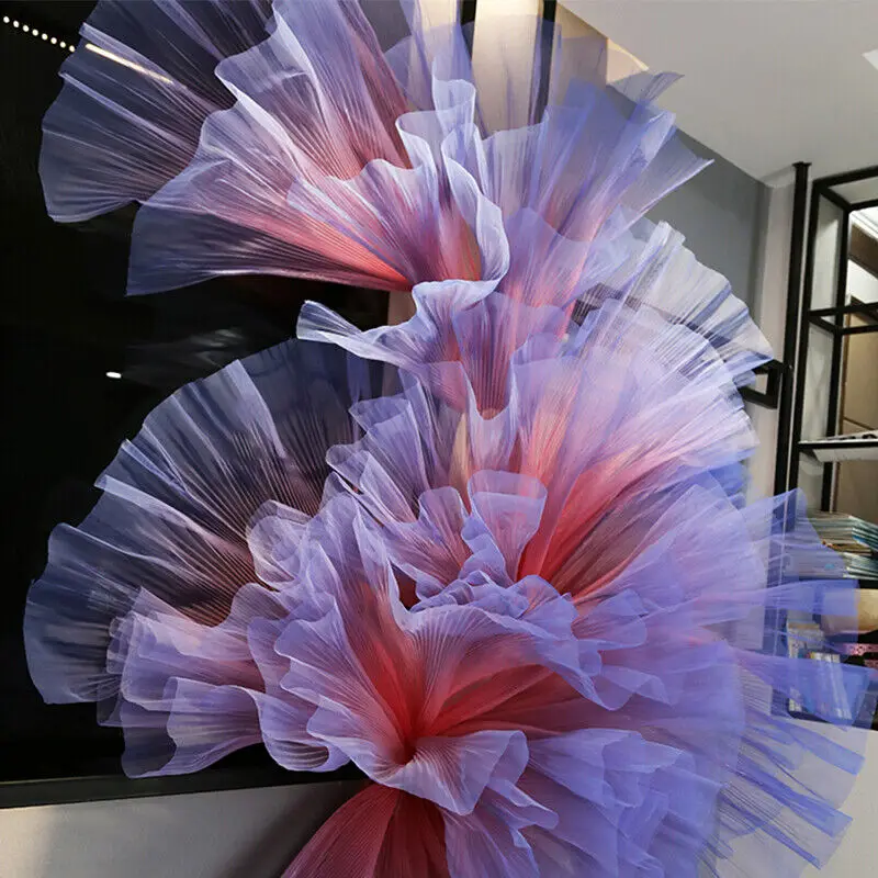 Wedding Dress Decoration Fabric Gradient Pleated Organza Mesh Textured Tulle Diy Sewing Women Dress Suit Clothing Supplies