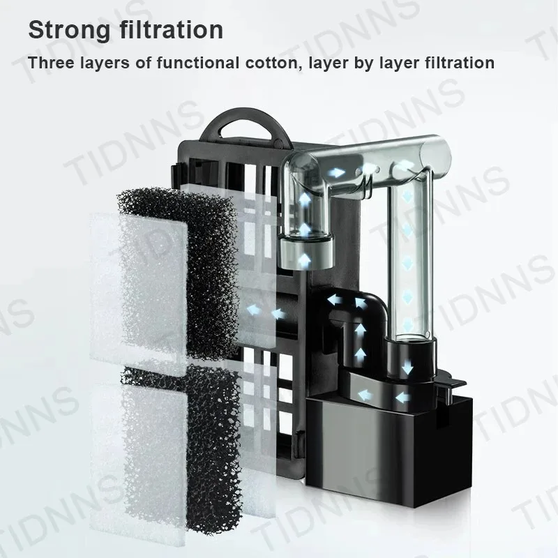 3in1 Aquarium Filter Surface Protein Skimmer 8W Fish Tank Internal Filter Wall Mounted Fresh Water Oil Skimmer 220V