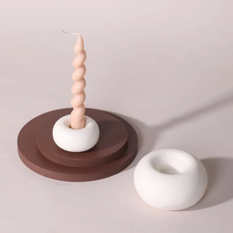 Circular Donut Candle Holder Silicone Mold, Resin Cast Jewelry Storage Tray Lipstick Holder Mold, Self Cast Cement Process Mold