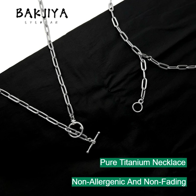 Pure Titanium Chain 5.0mm Long Flat O-Link Necklace, Lightweight Hypoallergenic Rust Industrial Chain Men Women Decorate Jewelry