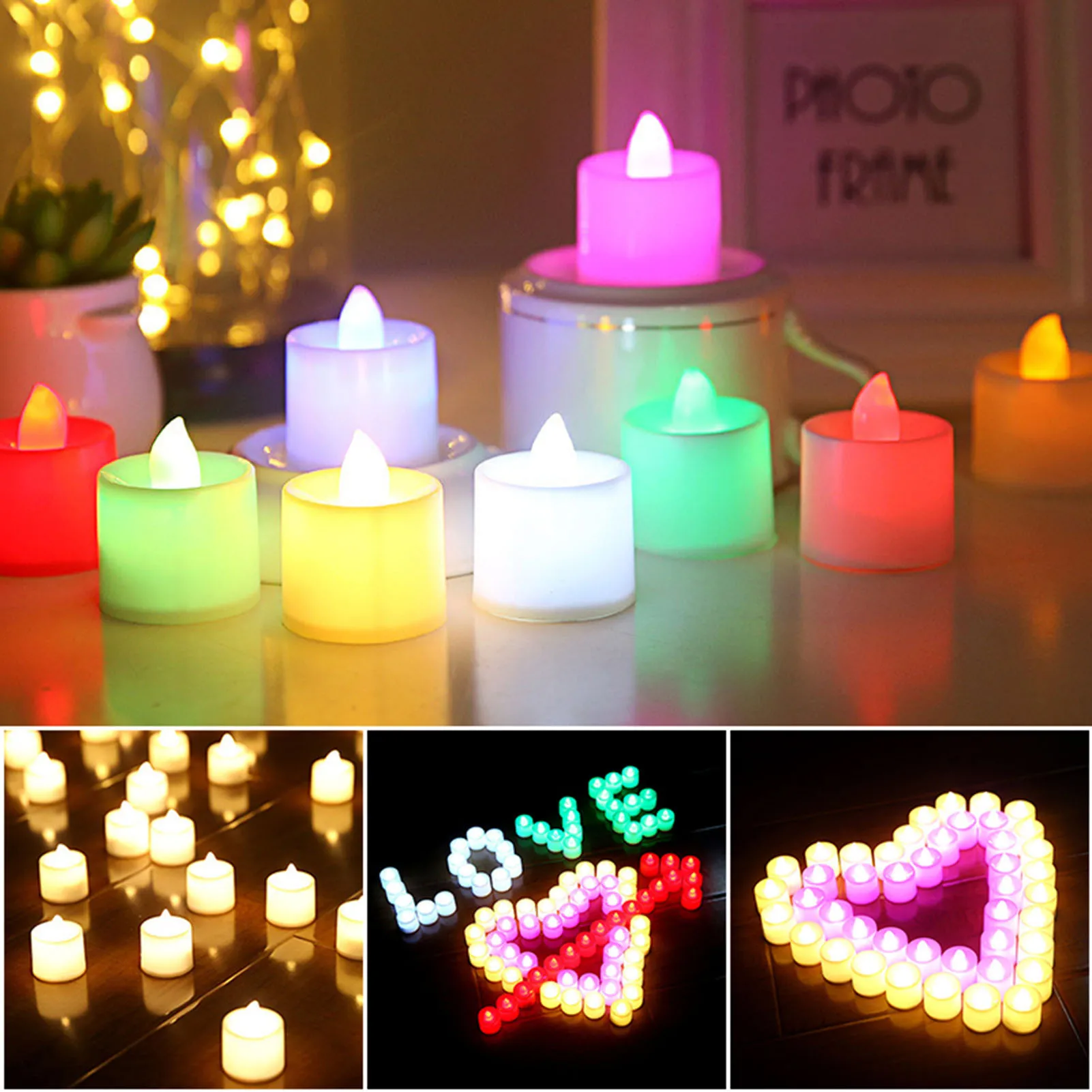 1pcs Led Flickering Flameless Candles Colorful Battery Operated Tealight Wedding Birthday Party Home Decoration Lights