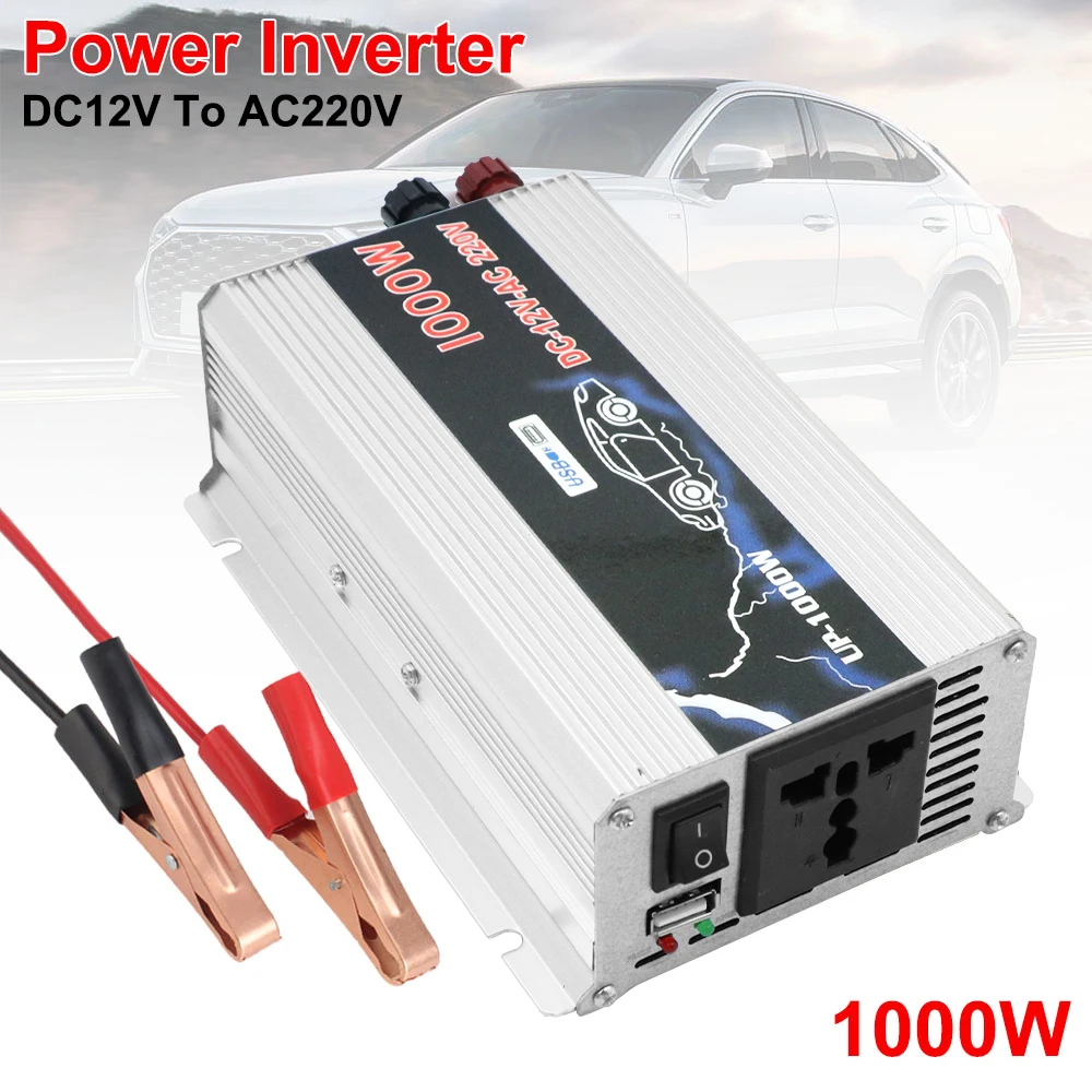 1000W Electronic Voltage Transformer Power Inverter for Car Home Laptop Truck Solar Car Inverters 12V to 110V 220V USB Interface