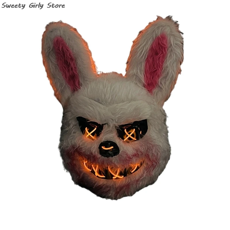 LED Light up Mask Masquerade Glowing Full Face Masks Horror Bloody Rabbit Bear Scary Killer Masque Halloween Role Play Props