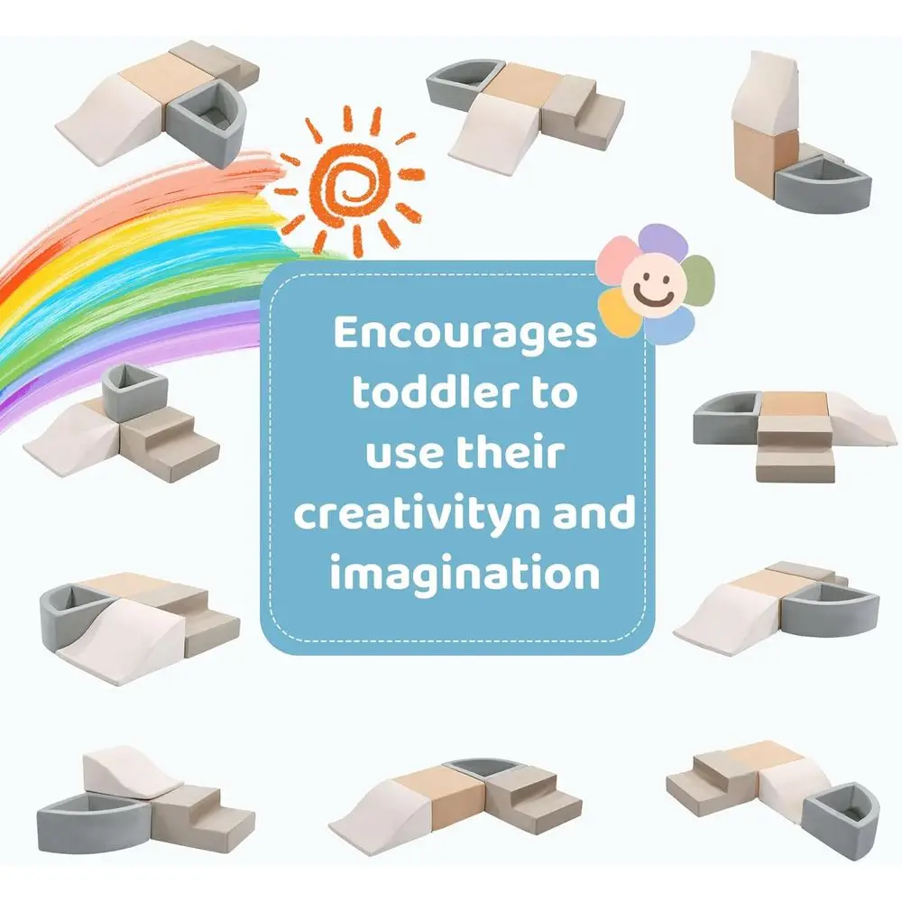 Toddler 4-Piece Foam Climbing Set: Soft Velvet Blocks for Crawling, Sliding, and Indoor Play