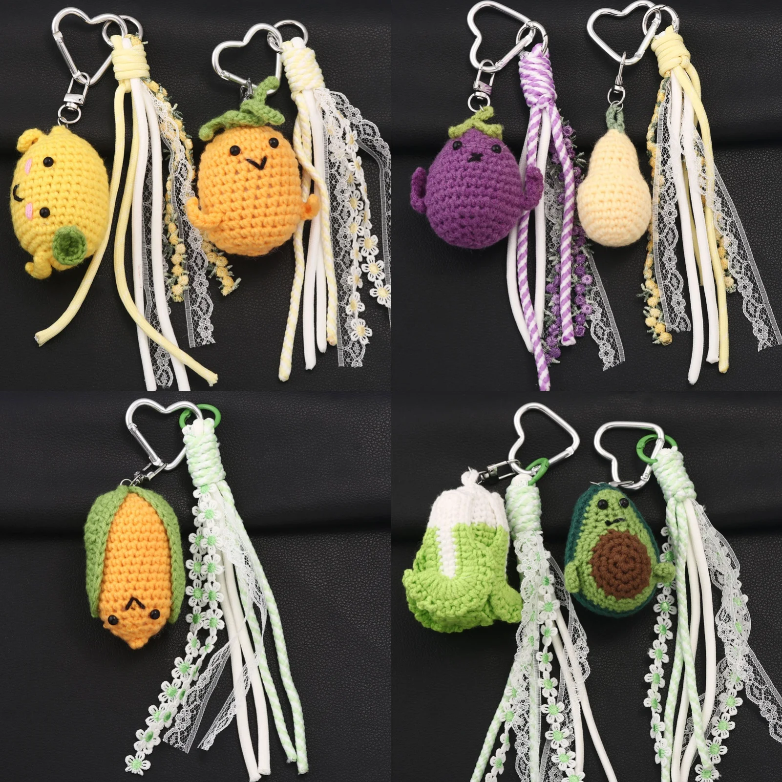 المألوف محبوك الفاكهة الخضار حقيبة قلادة ملونة الليمون القرع الملفوف الخيار الذرة الجزرة المرأة مجوهرات الإكسسوار هدية