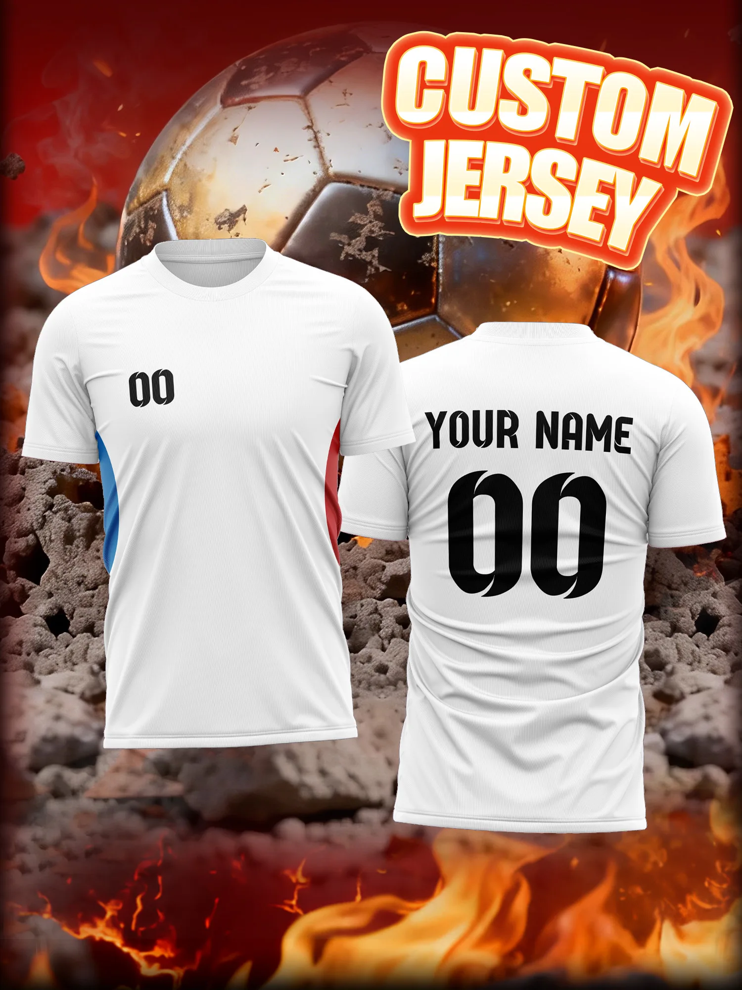 

Custom Image Number Name Soccer Jersey, Free Move Cut, Unrestricted Football Jersey