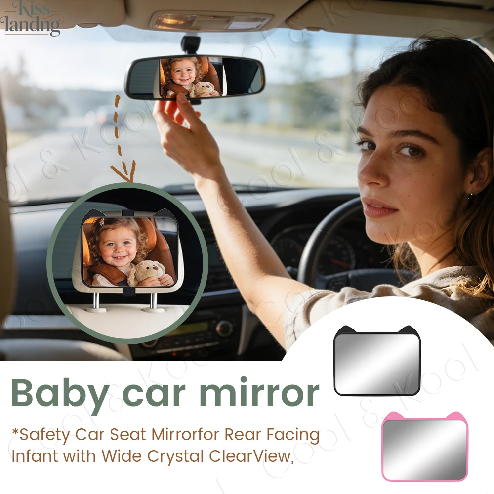 HD Anti-Glare Baby Car Mirror, Adjustable Wide-View Headrest Monitor for Distortion-Free Observation of Child Seat