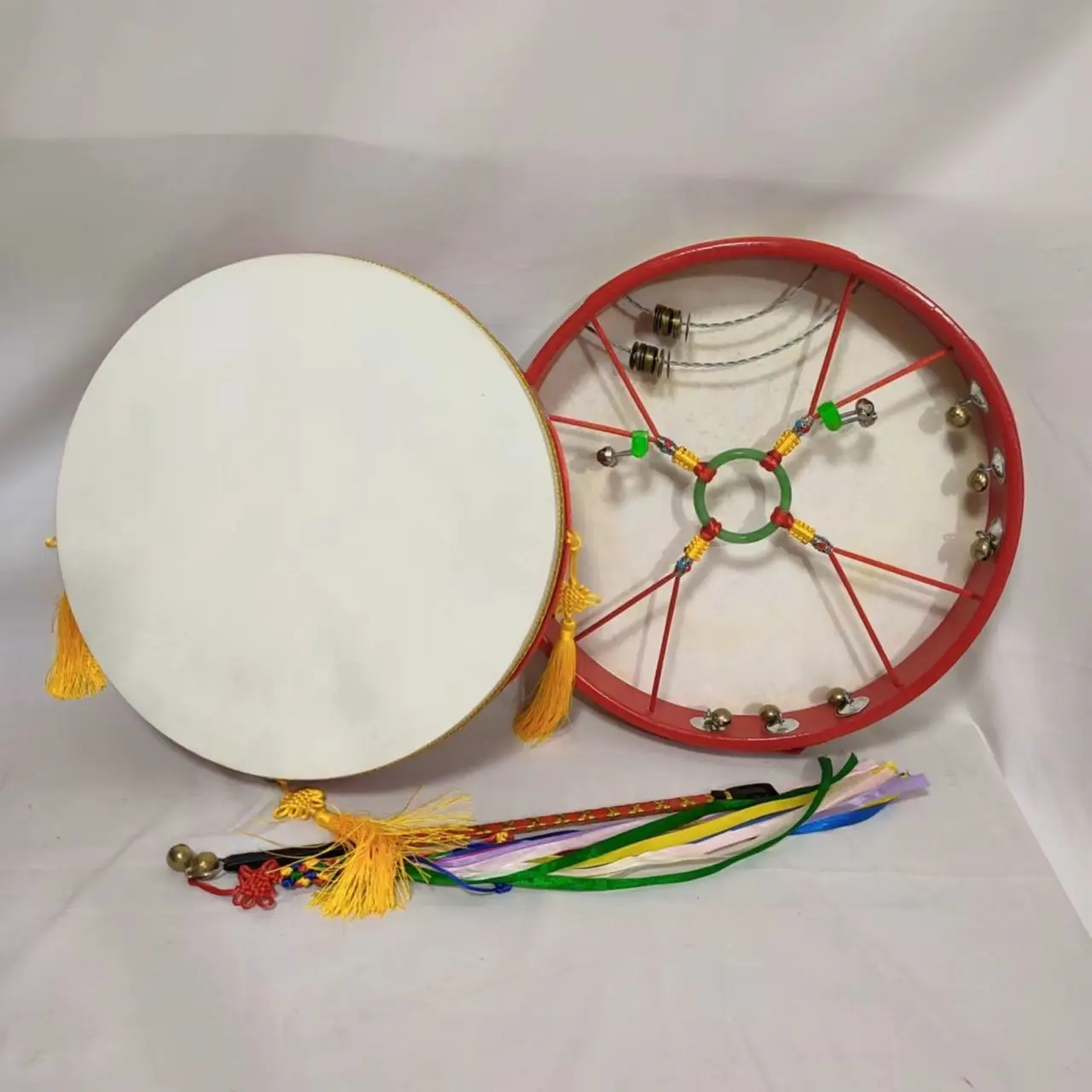 30/35/40/50Cm Wooden Hand-Held Tambourine Jingle-Hand-Held Percussion Drum Music Tambourine Suitable for Children's Gifts Party