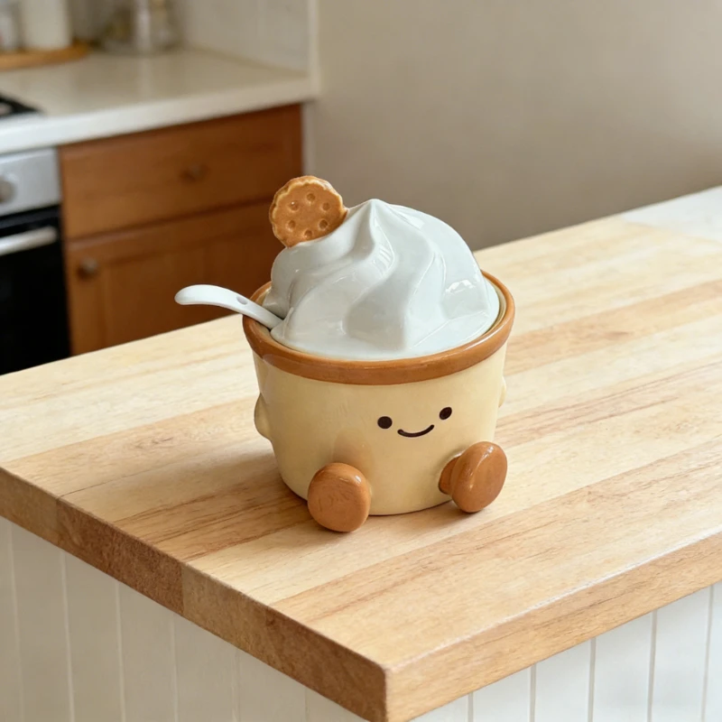 

Кухонная банка для хранения приправ, креативная керамическая банка для мороженого, керамическая банка для специй, домашний декоративный горшок для приправ, дизайн, соль, контейнер MSG