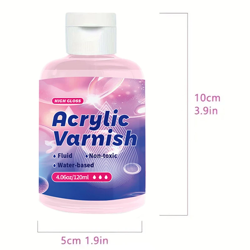 Lakier akrylowy 120 ml z wysokim połyskiem, przezroczysta powłoka ochronna do obrazów, nieżółty wodoodporny uszczelniacz, zapobiegający pękaniu z — zdjęcie 3