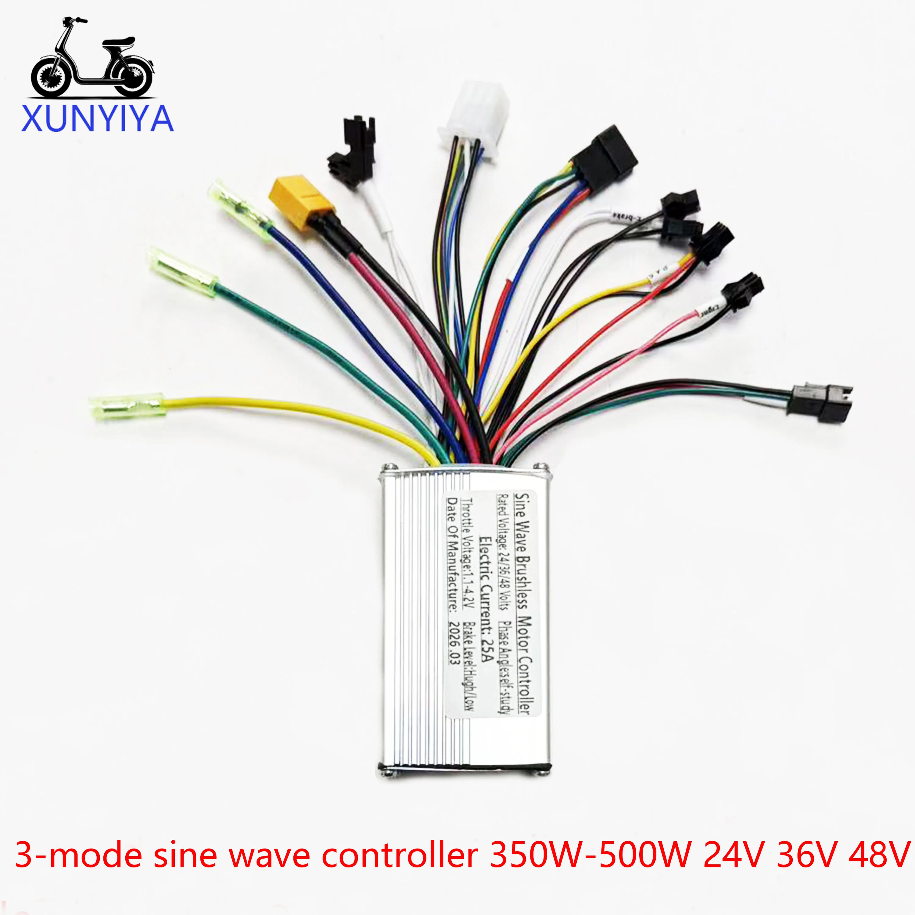 E-bike Brushless Motor Controller, 3 Mode Sine Wave, 24V/36V/48V, 350W 500W, 25A, for S866, V889, S966 UART No.2 LCD E-scooters