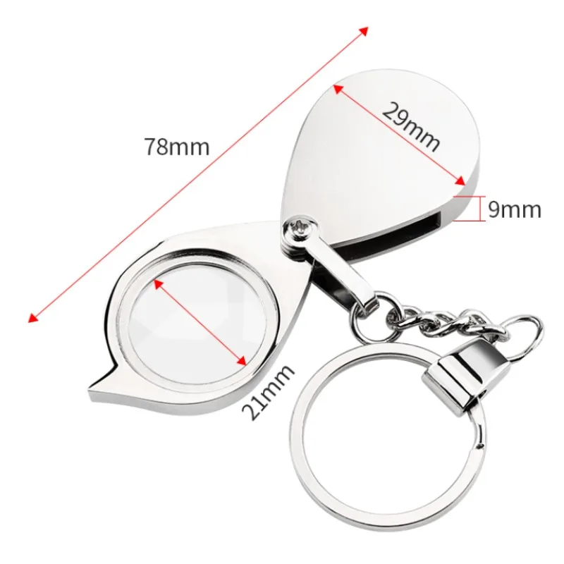 Portable Pocket Reading Magnifier 15X Folding with Metal jewelry Key chain Magnifier Glass Lens