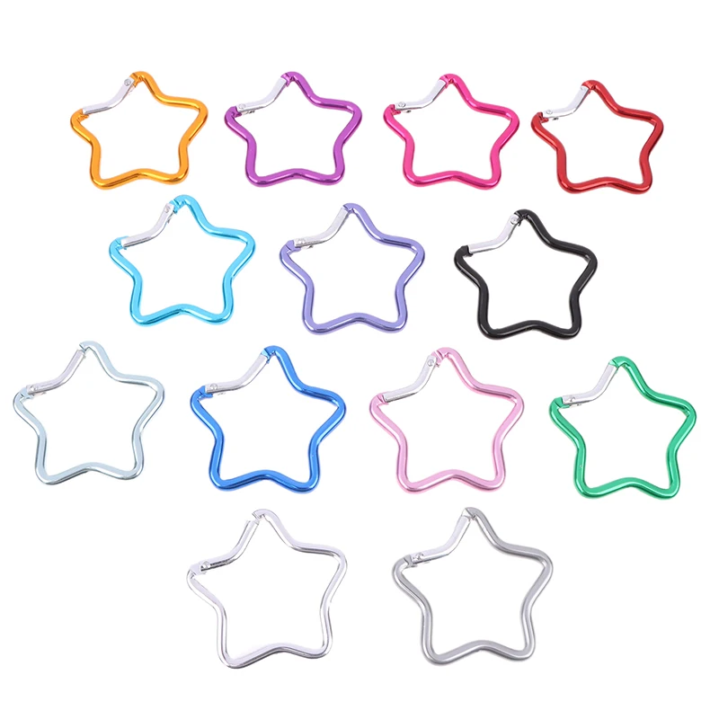 1PCS Outdoor Camping Keyring Hook Five-pointed Star Shaped Aluminum Carabiner Key Chain Clip Bottle Hanging Buckle