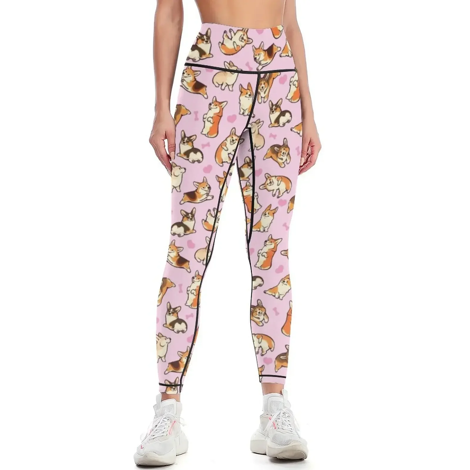 

Lovey corgis in pink Leggings Women's gym Women's sportswear active wear for physical Womens Leggings