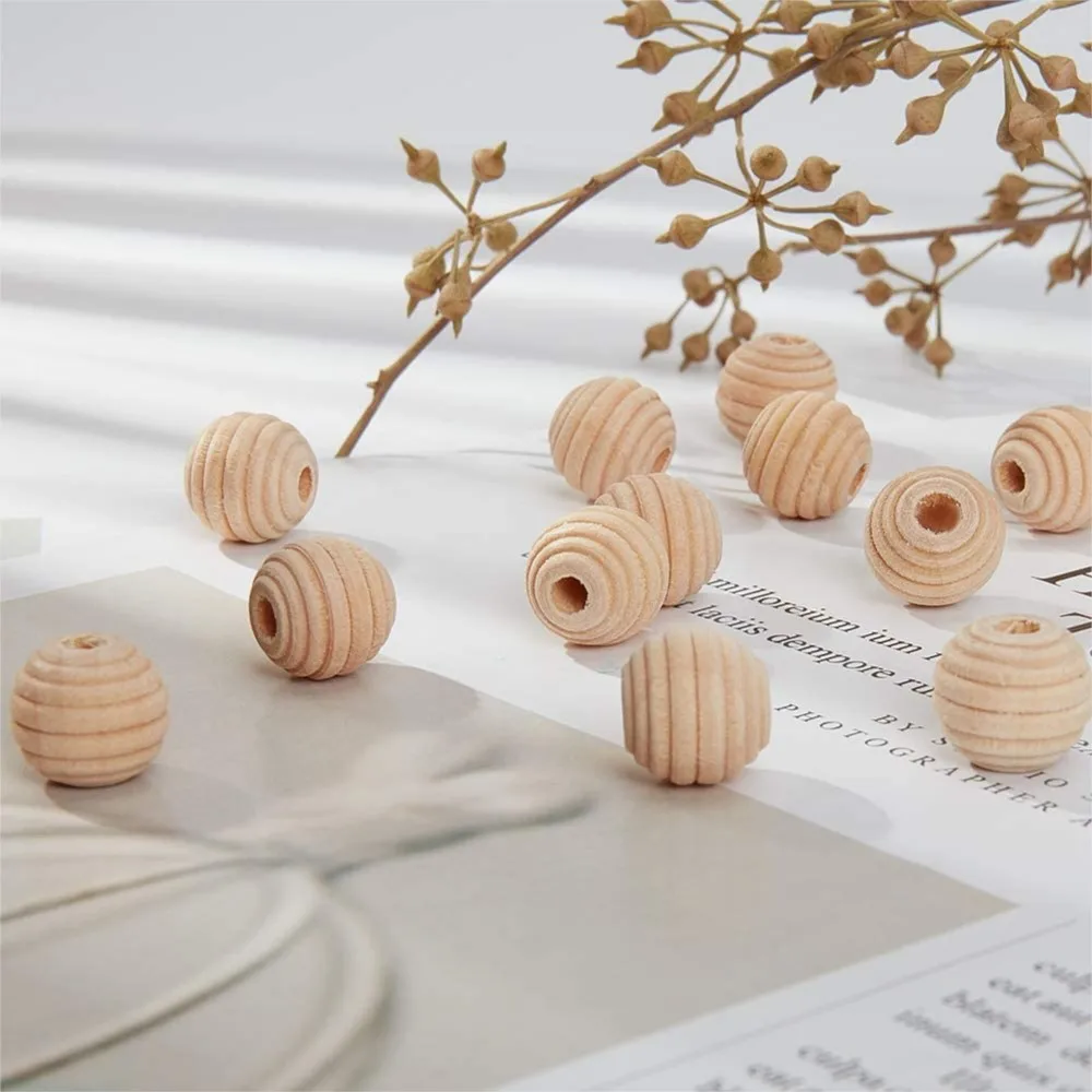 10/50Pcs 12/20mm Natural Unfinished Threaded Honeycomb Wooden Beads Spacer Beads DIY Pendant Bracelet Necklace Jewelry Making